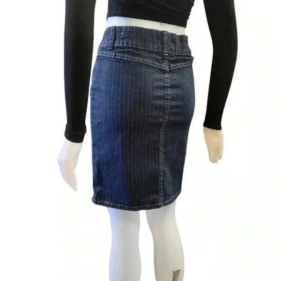 Bongo Vintage Pinstripe Denim Pencil  Mini Skirt Size 5 - Picture 5 of 14